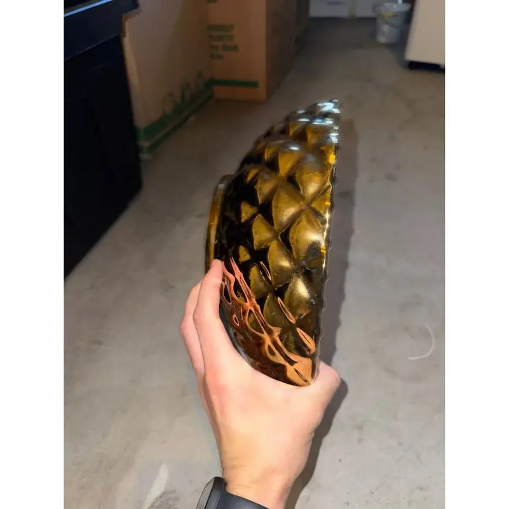 Pair of Gold Glass Diamond Pattern Bowls